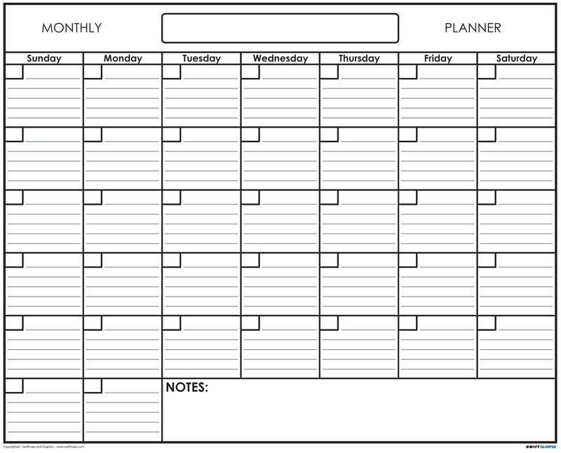 SwiftGlimpse 36" x 48" Erasable Undated One Month Laminated Wall Calendar Monthly Planner Blank Reusable Perfect for Organizing Home Office Academic Schedules w/FREE ERASE MARKER (36x48) - Image 1